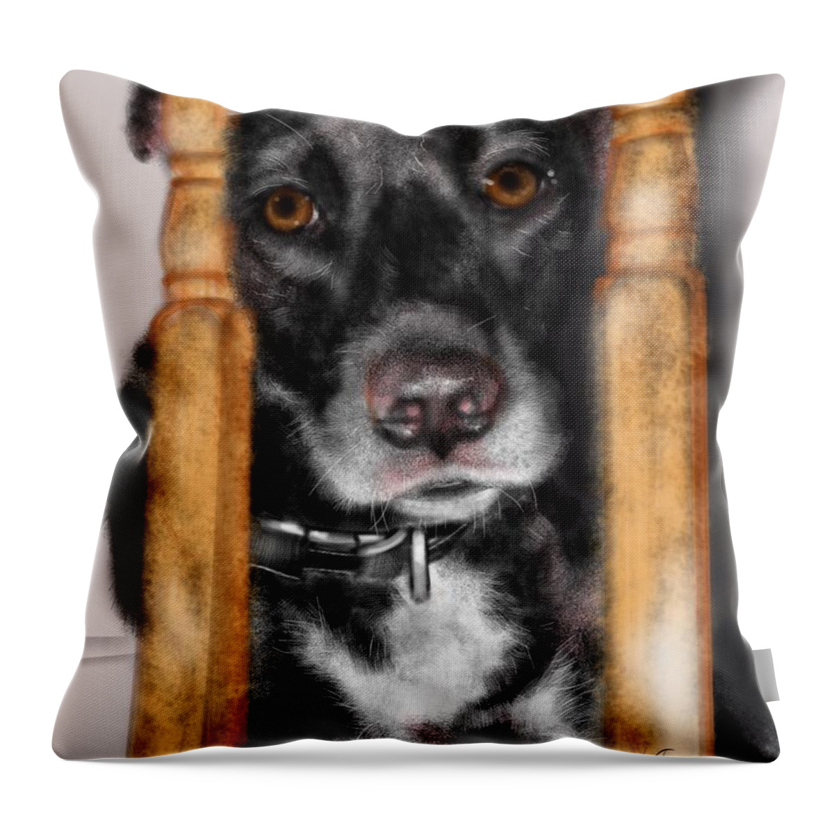 Dog Throw Pillow featuring the painting I Am Lonely by Lois Ivancin Tavaf