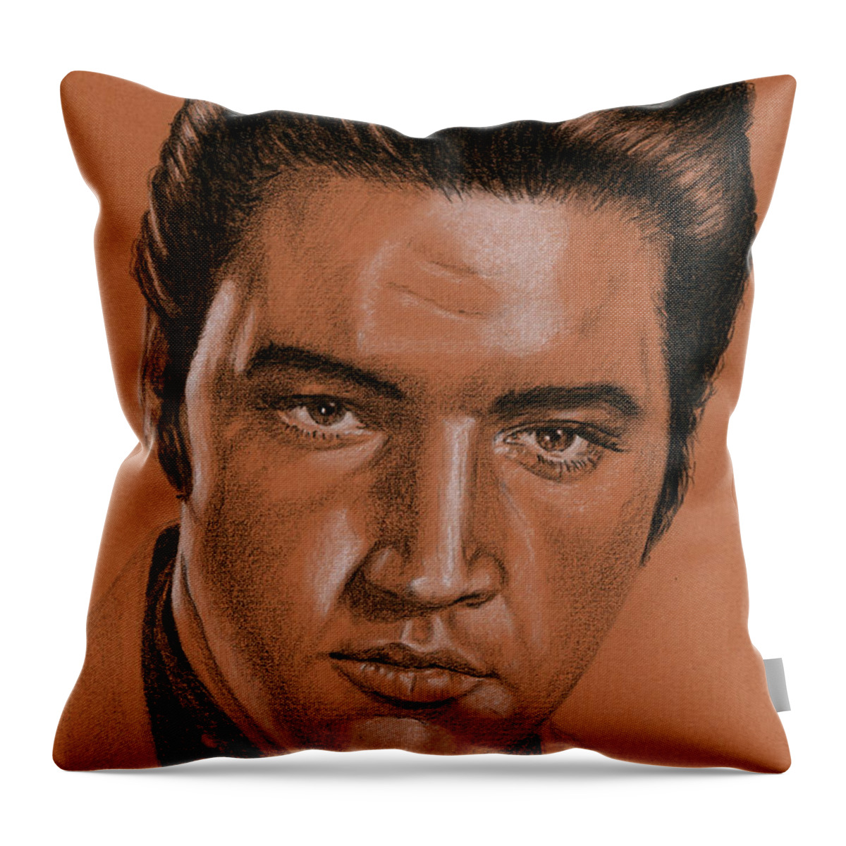 Elvis Throw Pillow featuring the drawing I am still the King by Rob De Vries
