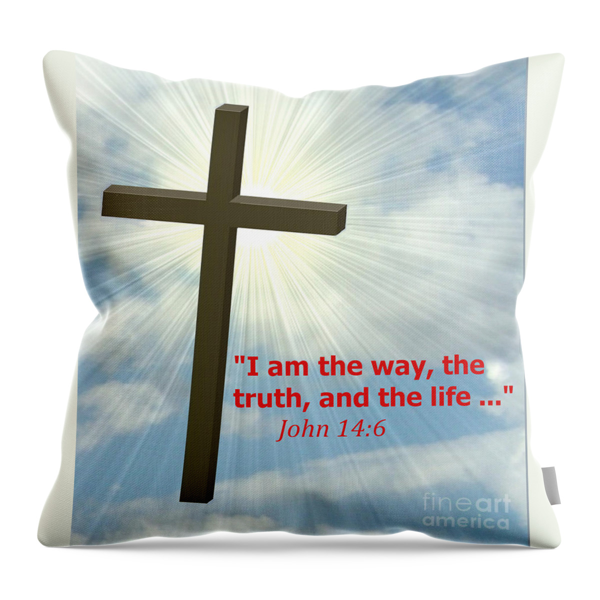 Scripture Throw Pillow featuring the digital art I Am the Way-2 by Charles Robinson
