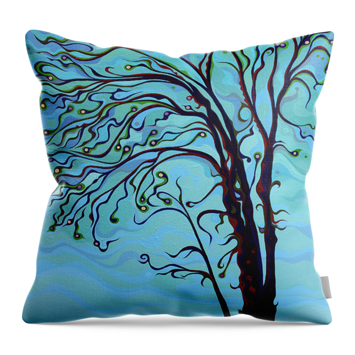 Tree Throw Pillow featuring the painting I Am Tremendous by Amy Ferrari