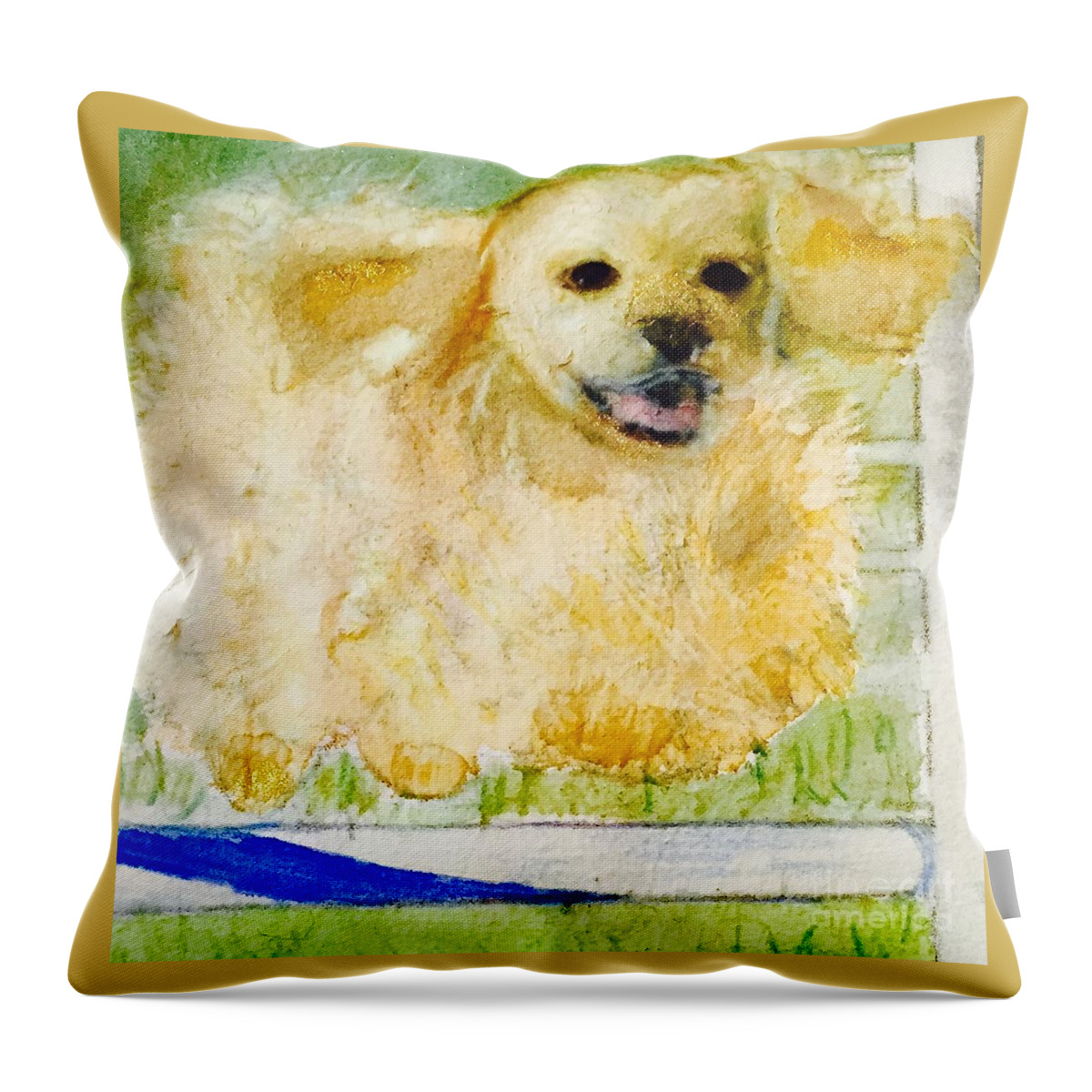 Cocker Throw Pillow featuring the painting I believe I can fly by Debra Lampert-Rudman