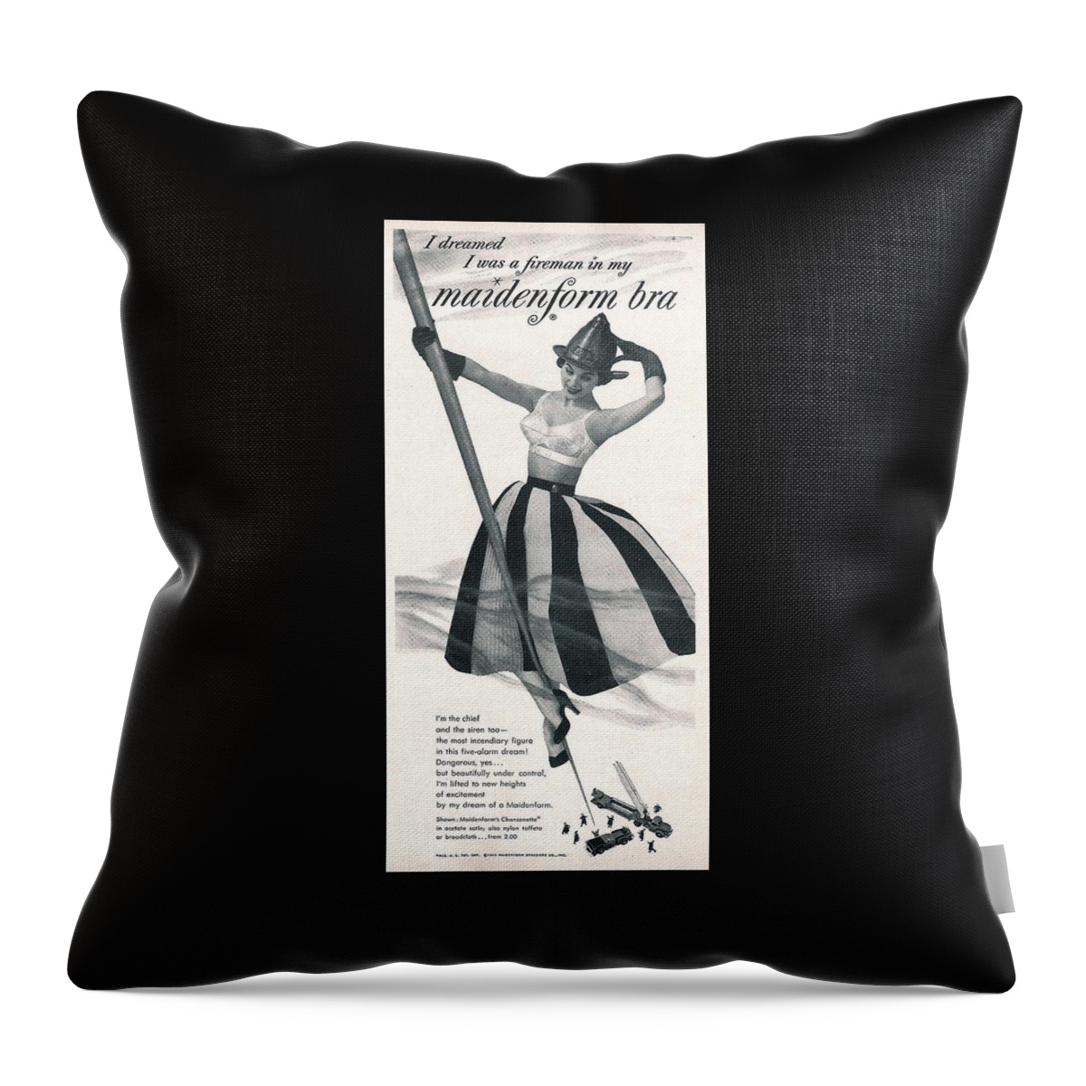 Americana Throw Pillow featuring the digital art I Dreamed I was a Fireman in my Maidenform Bra by Kim Kent