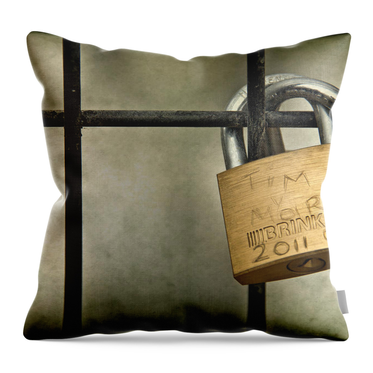 Lock Throw Pillow featuring the photograph I Got You Babe by Evelina Kremsdorf
