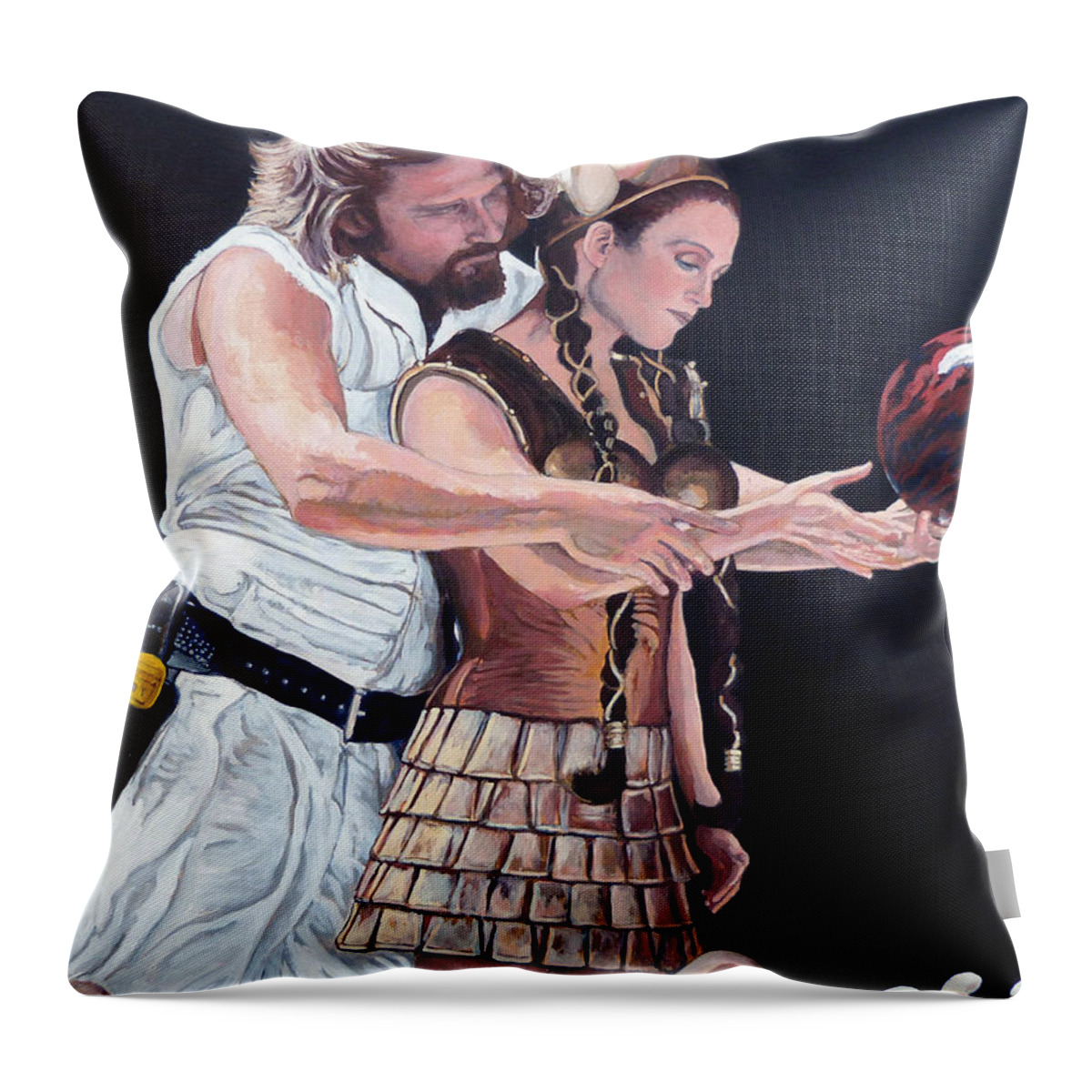 The Dude Throw Pillow featuring the painting I Just Dropped In by Tom Roderick
