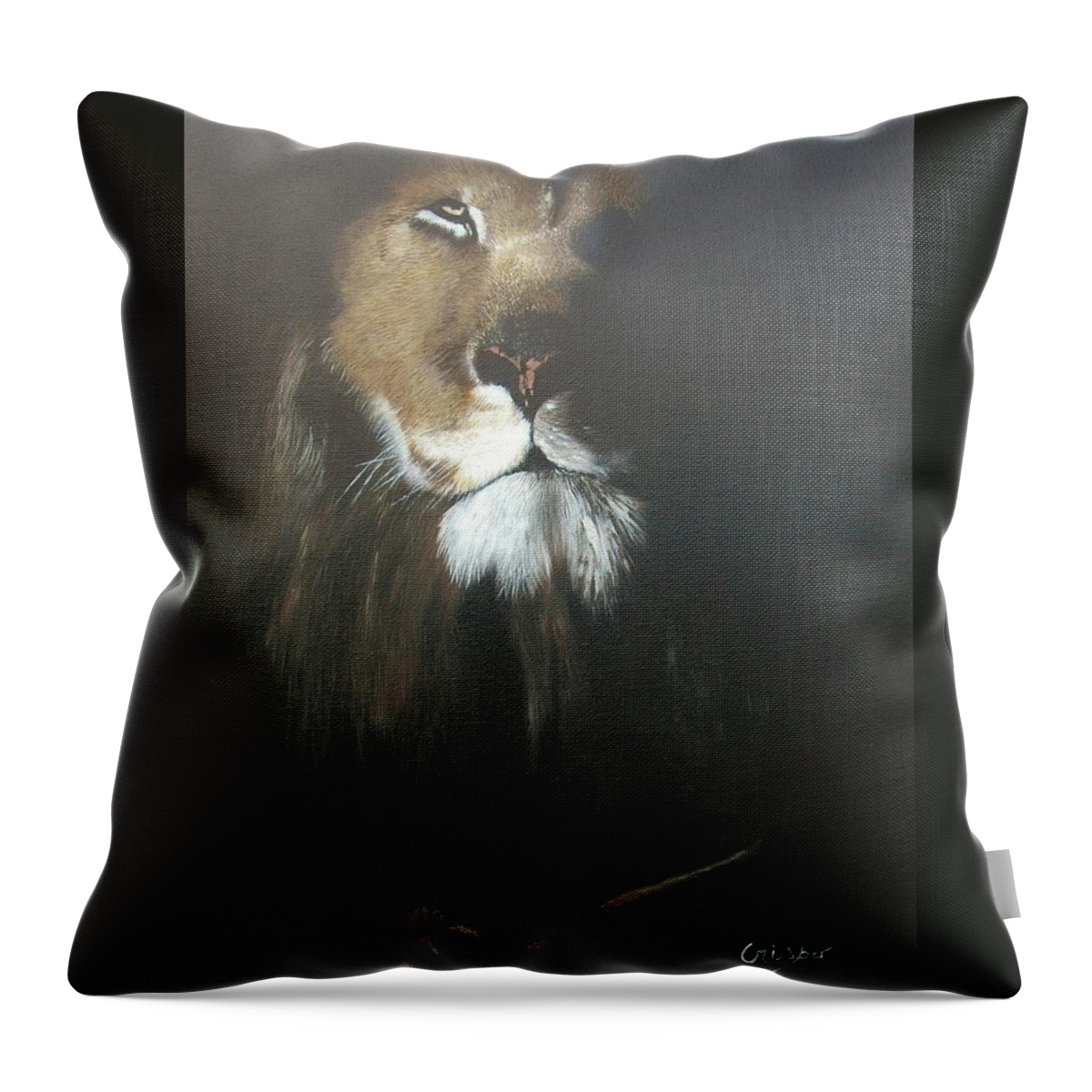 Lion Throw Pillow featuring the painting I own the night by Jean Yves Crispo