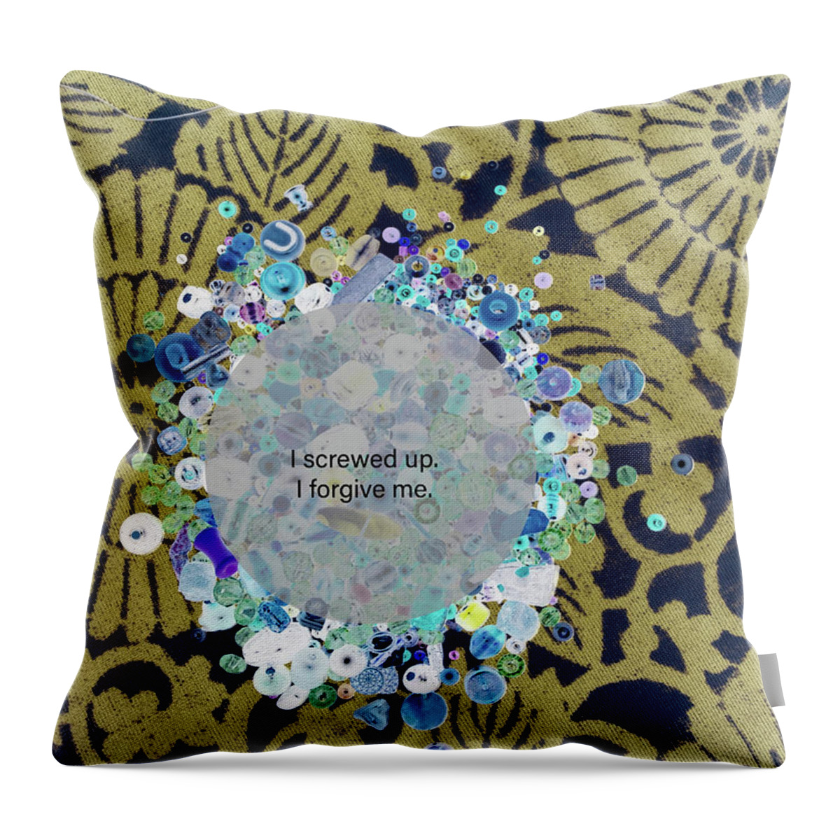 Forgiveness Throw Pillow featuring the painting I screwed up I forgive me by Laura Pierre-Louis