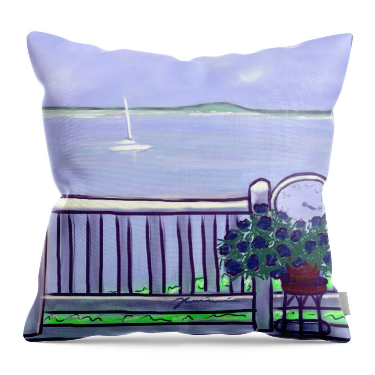 Sea Throw Pillow featuring the painting I Sea by Jean Pacheco Ravinski
