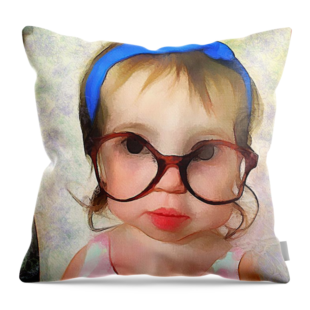 Girl Throw Pillow featuring the digital art I See You by Looking Glass Images