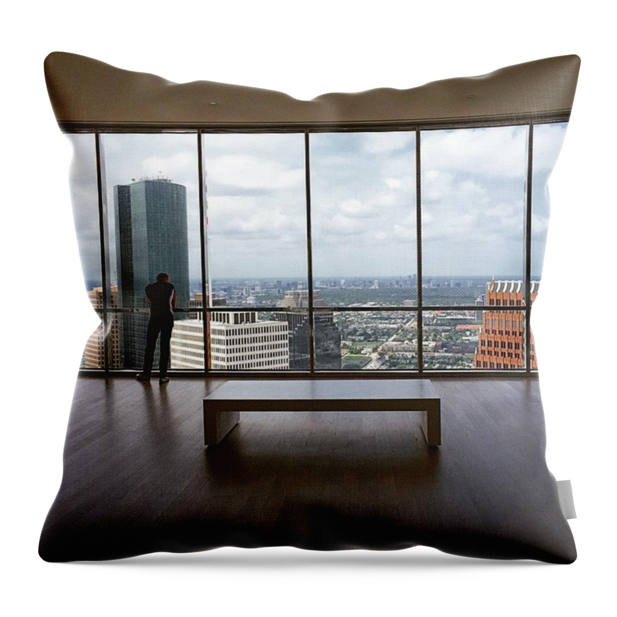 Houston Throw Pillow featuring the photograph Reflecting over #Houston by Autumn Travels