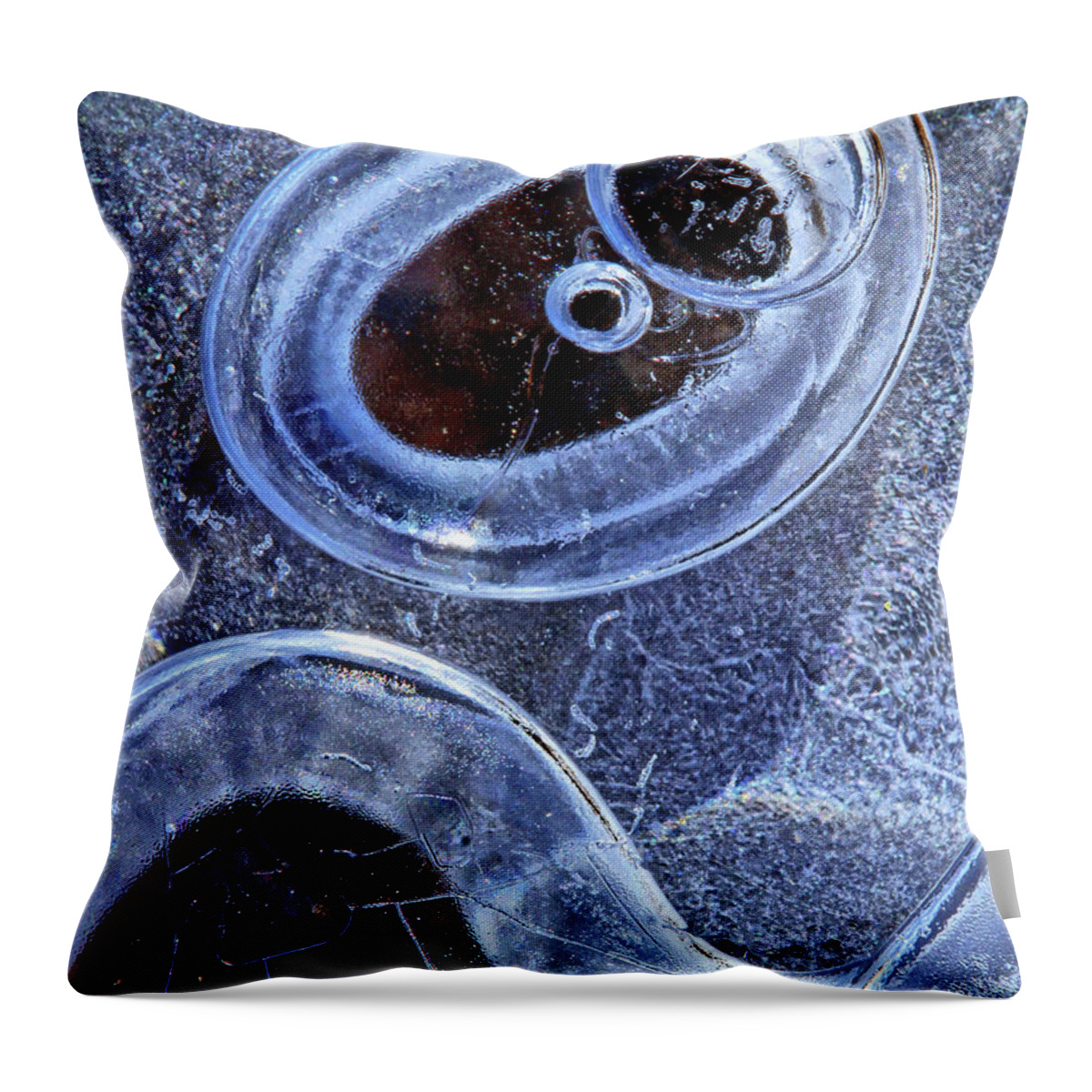 Ice Bubble Abstract Throw Pillow featuring the photograph Ice Bubble Abstract by Carolyn Derstine