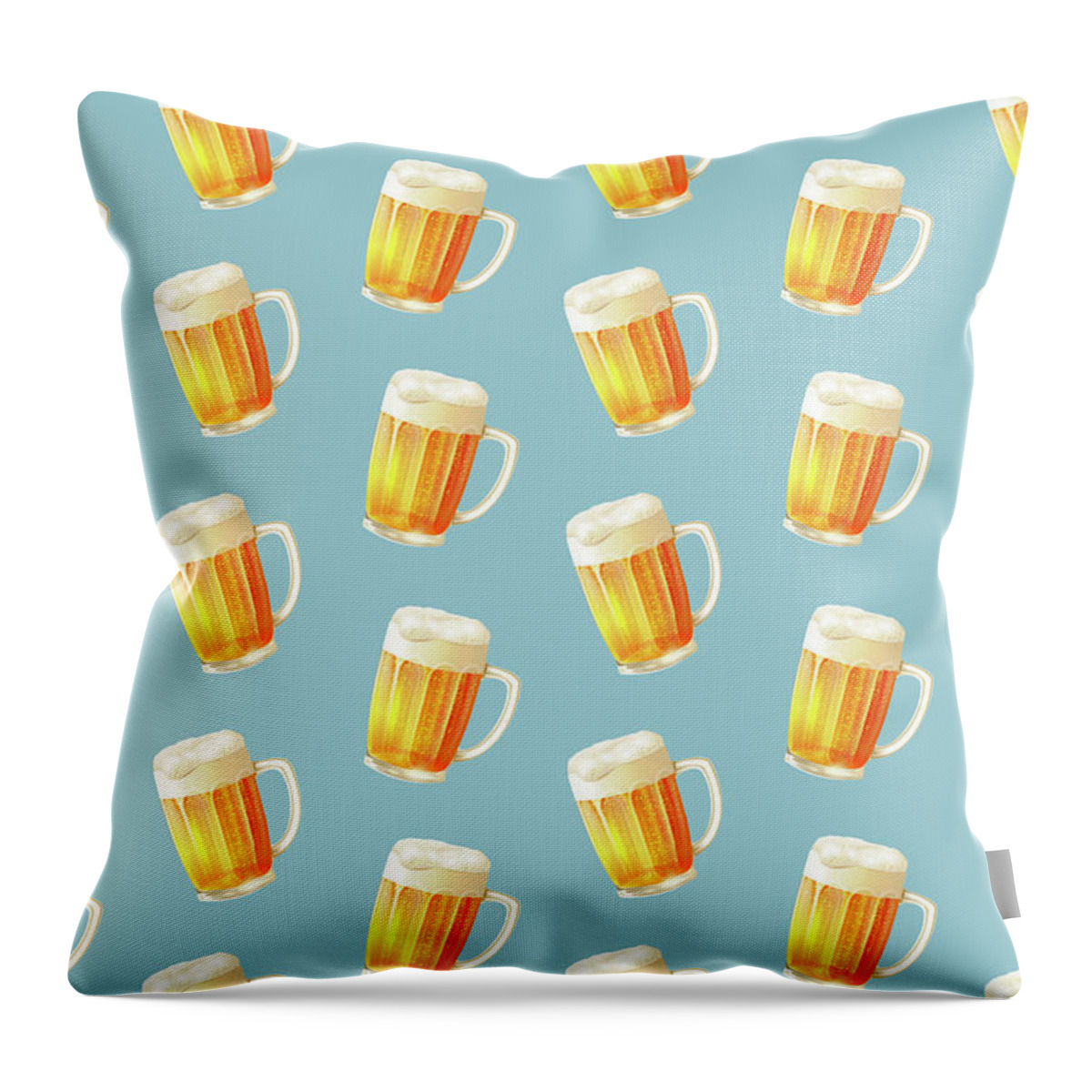 Beer Throw Pillow featuring the painting Ice Cold Beer Pattern by Little Bunny Sunshine