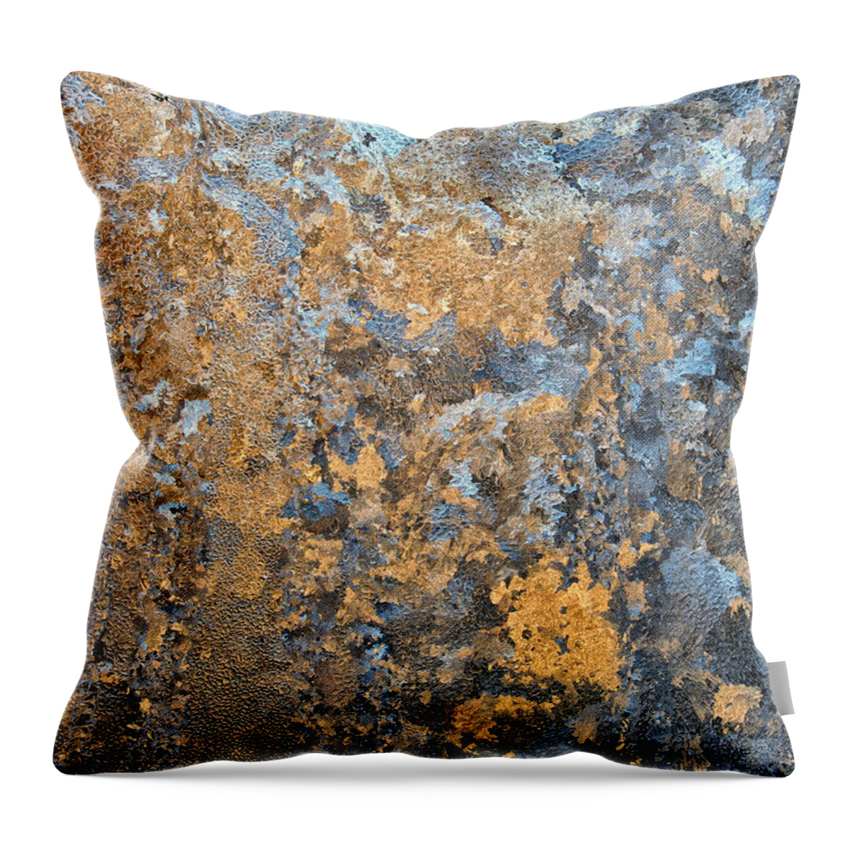 Abstract Throw Pillow featuring the photograph Ice Crystals on a Window Abstract by John Harmon