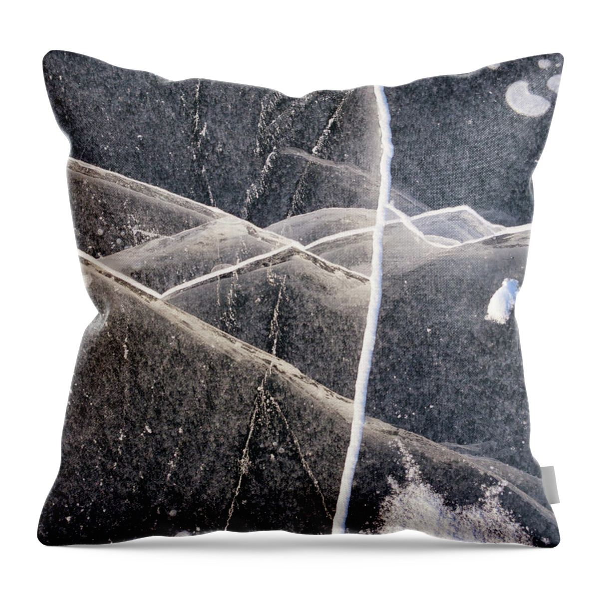 Ice Throw Pillow featuring the photograph Ice Fractures -xii by Steven Ralser