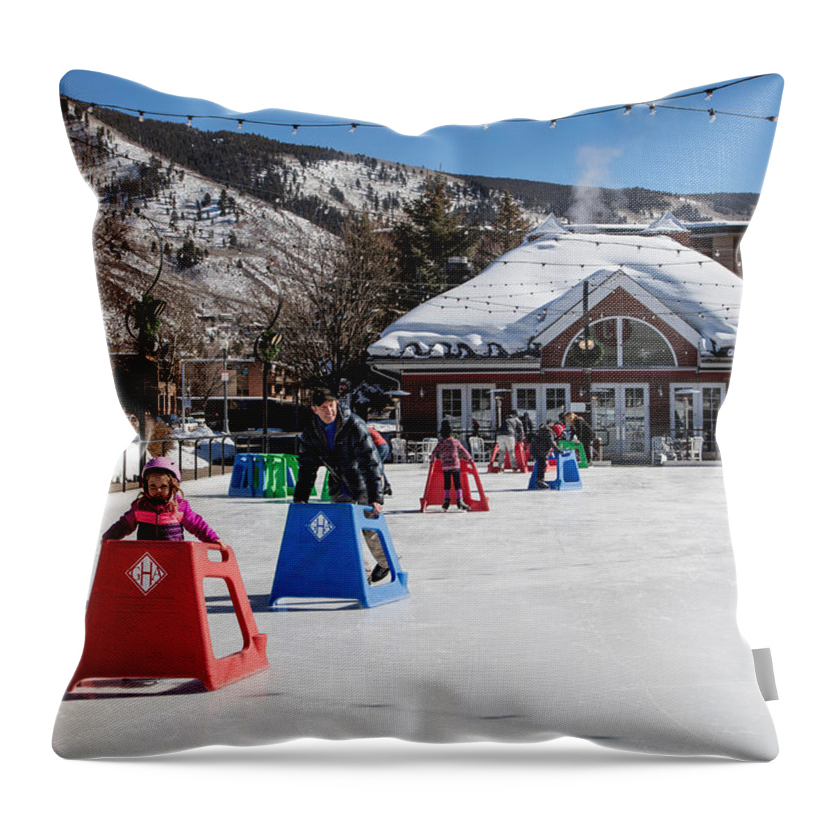  Throw Pillow featuring the photograph Ice Rink in Downtown Aspen by Carol M Highsmith