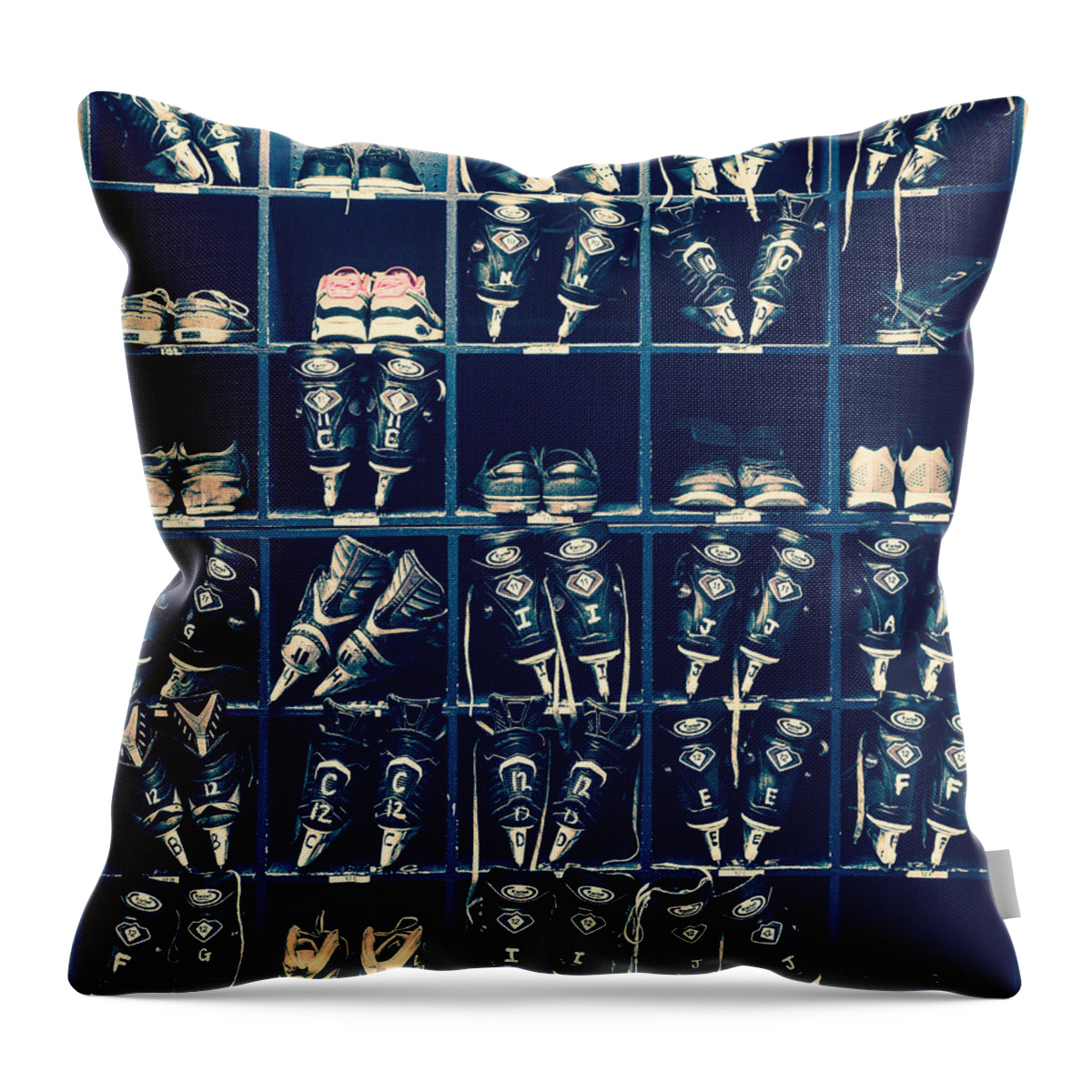 Cubicles Throw Pillow featuring the photograph Ice skates squared by Peter V Quenter