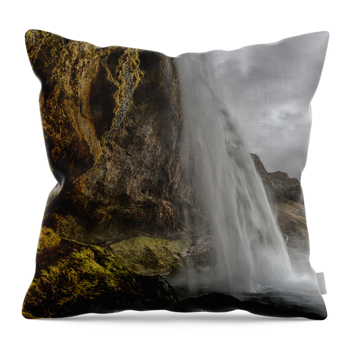 Seljalandsfoss Waterfall Throw Pillow featuring the photograph Iceland Waterfall by Kathy Adams Clark