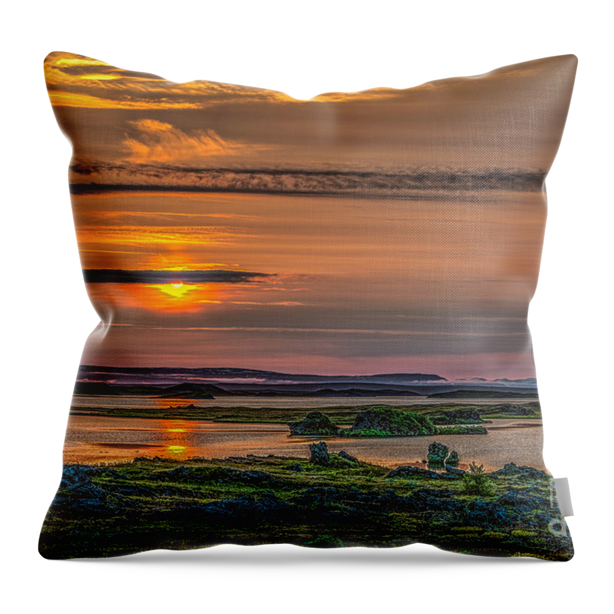 Iceland Throw Pillow featuring the photograph Icelandic sunset by Izet Kapetanovic