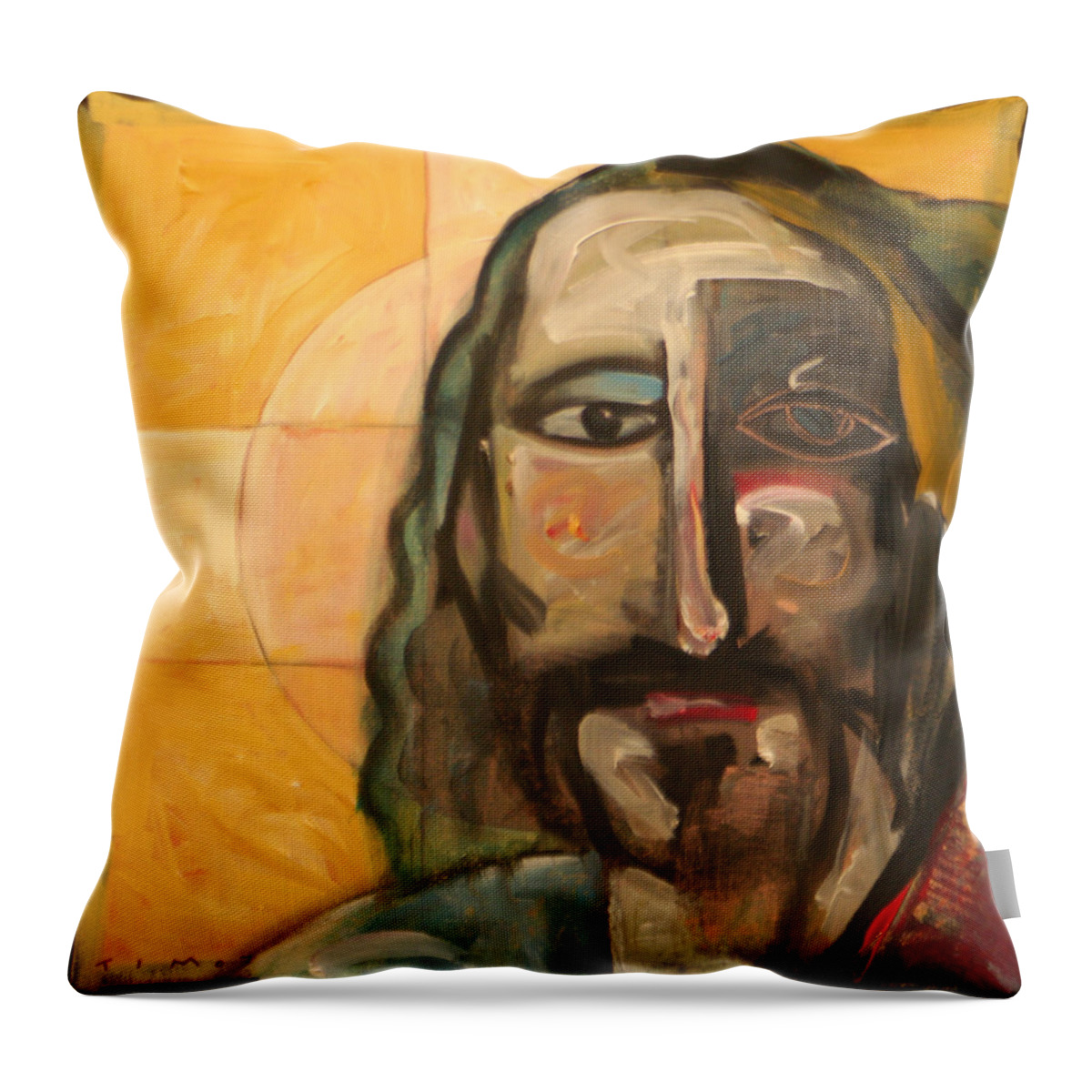  Christ Throw Pillow featuring the painting Icon Number Four by Tim Nyberg