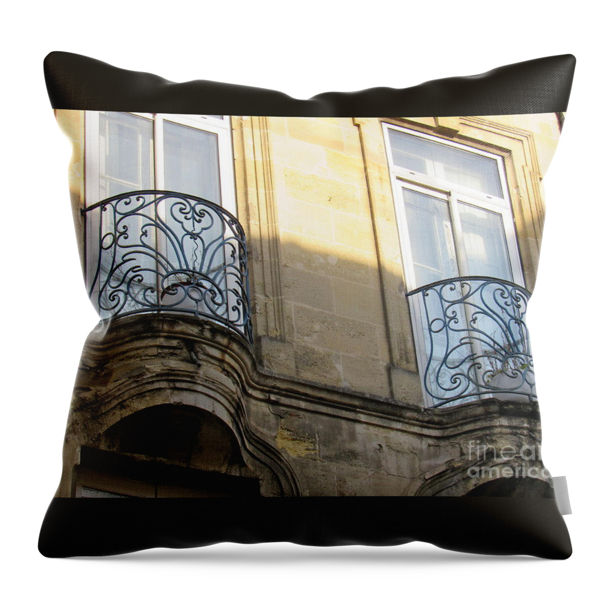 France Throw Pillow featuring the photograph Iconic Ironwork Balconies by Barbara Plattenburg