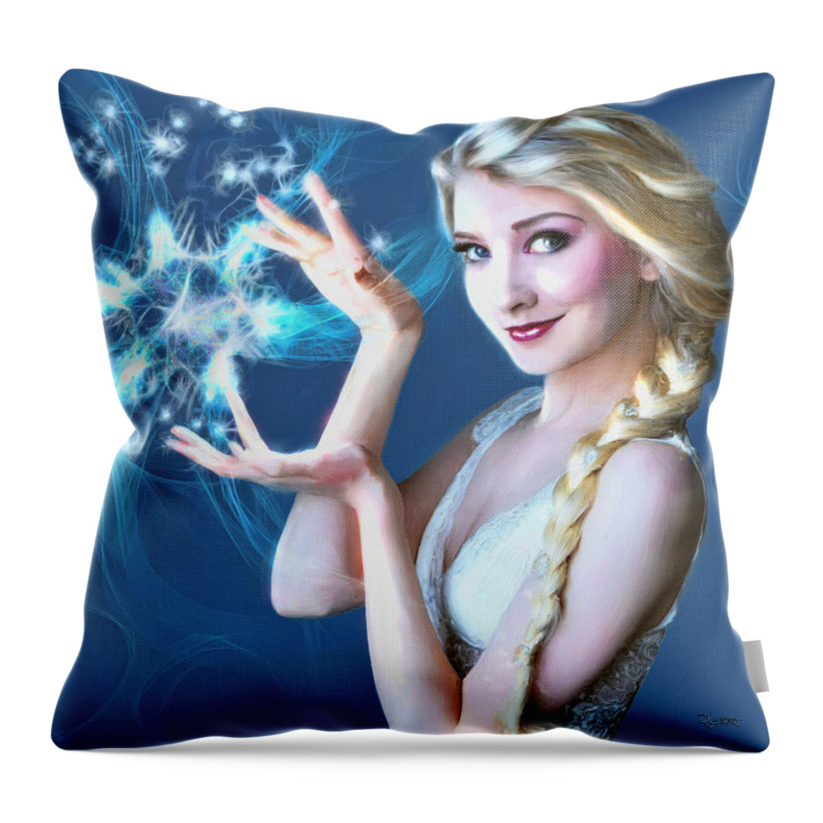 Frozen Throw Pillow featuring the painting Icy Touch by David Luebbert
