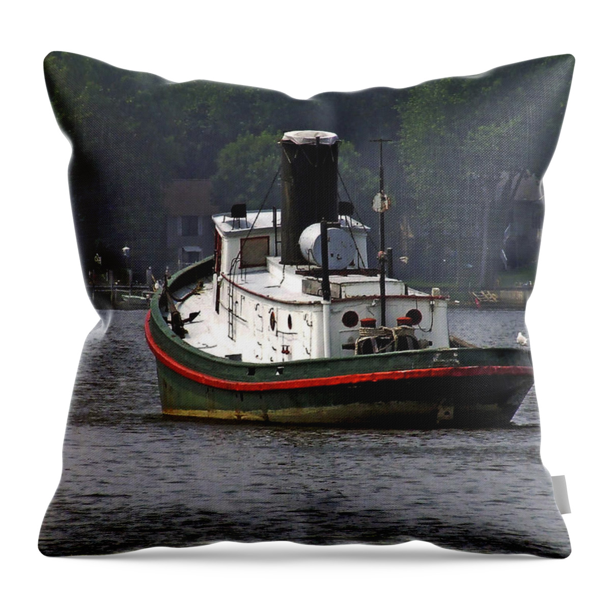 Idle Throw Pillow featuring the photograph Idle Tugboat by Richard Gregurich