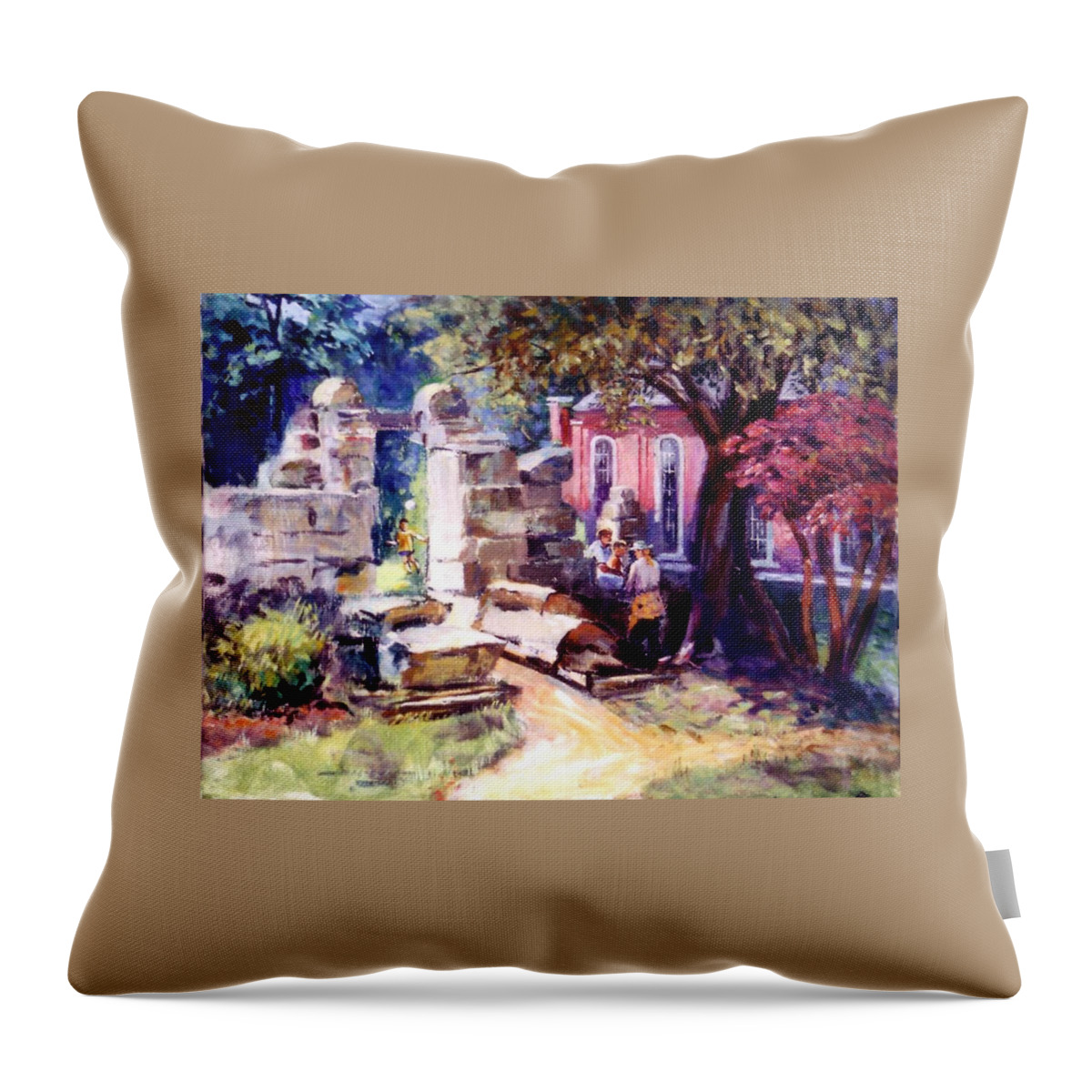 Pleine Air Painting Throw Pillow featuring the painting Idyllic Landscape by Stan Esson