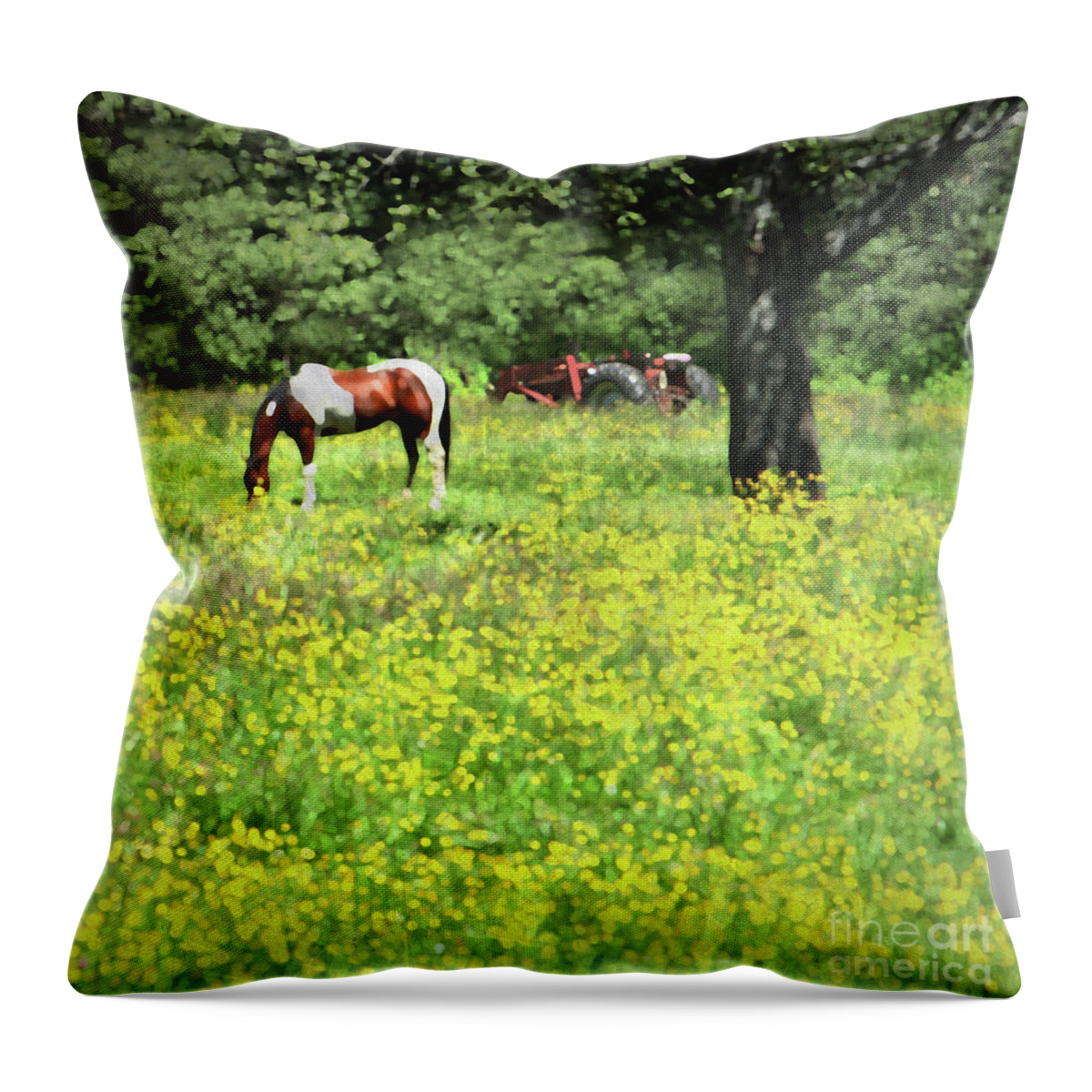 Horse Throw Pillow featuring the digital art Idyllic by Michelle Twohig