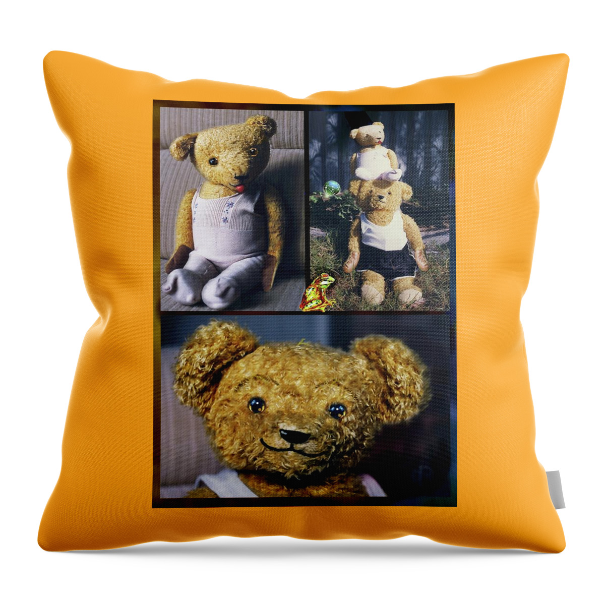 Teddy Bears Throw Pillow featuring the photograph If you go down to the woods today. . . by Hartmut Jager