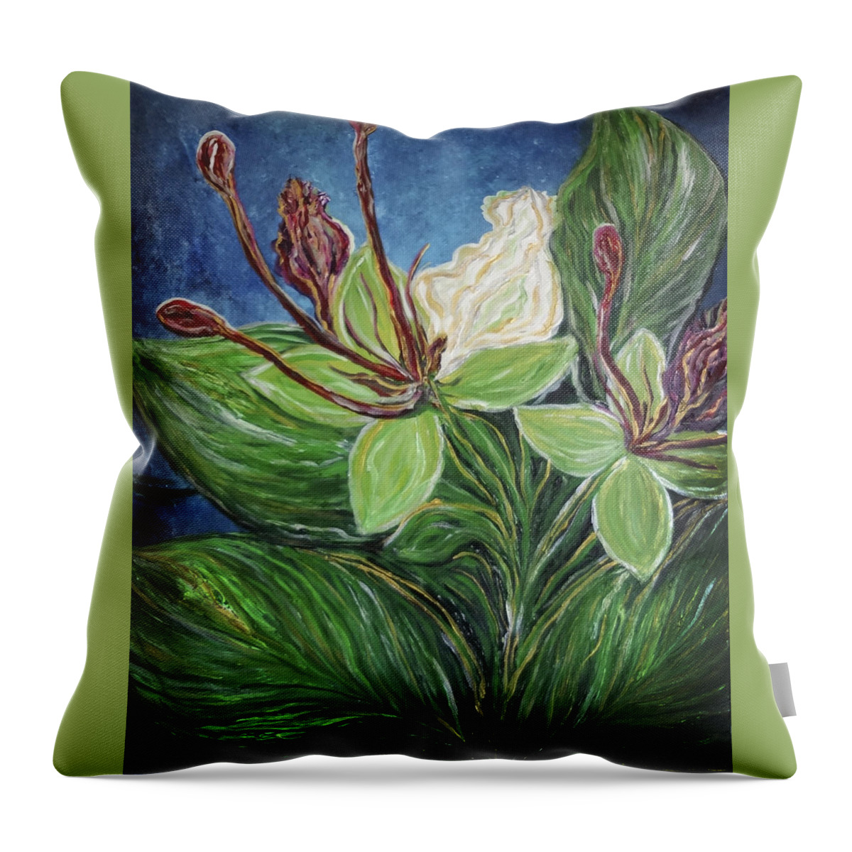 Ifit Throw Pillow featuring the painting Ifit Flower Guam by Michelle Pier
