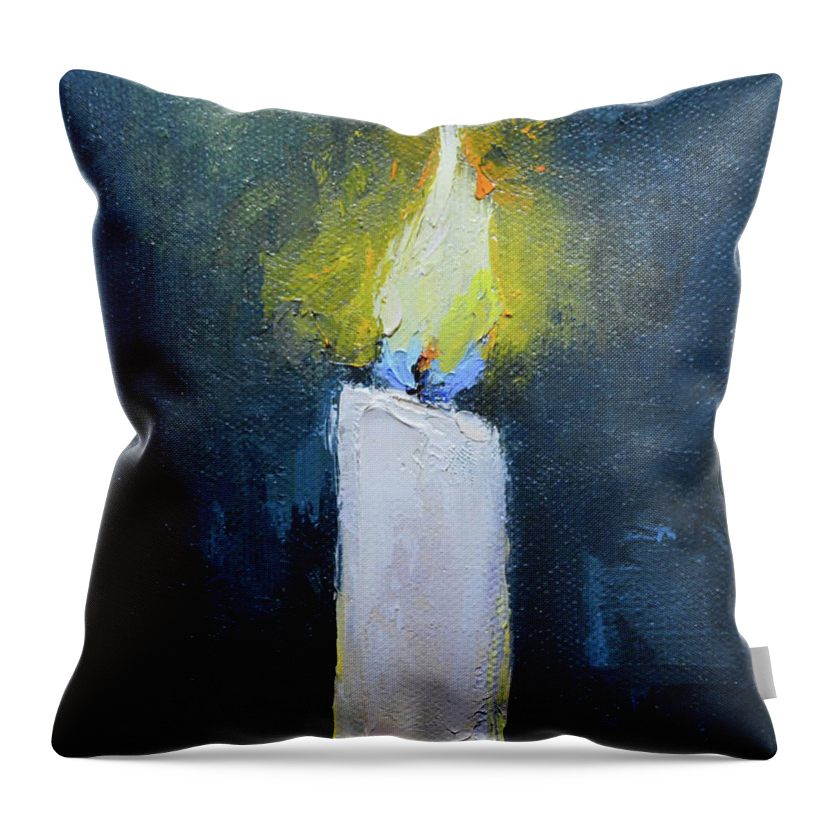 Candle Throw Pillow featuring the painting Illumine by Mike Moyers