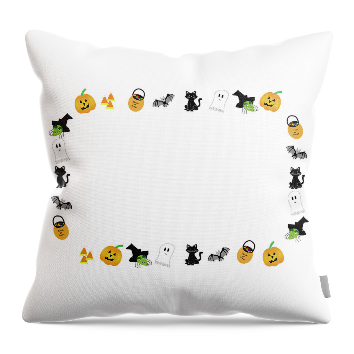 Illustration Throw Pillow featuring the photograph Illustrated Halloween Frame by Karen Foley