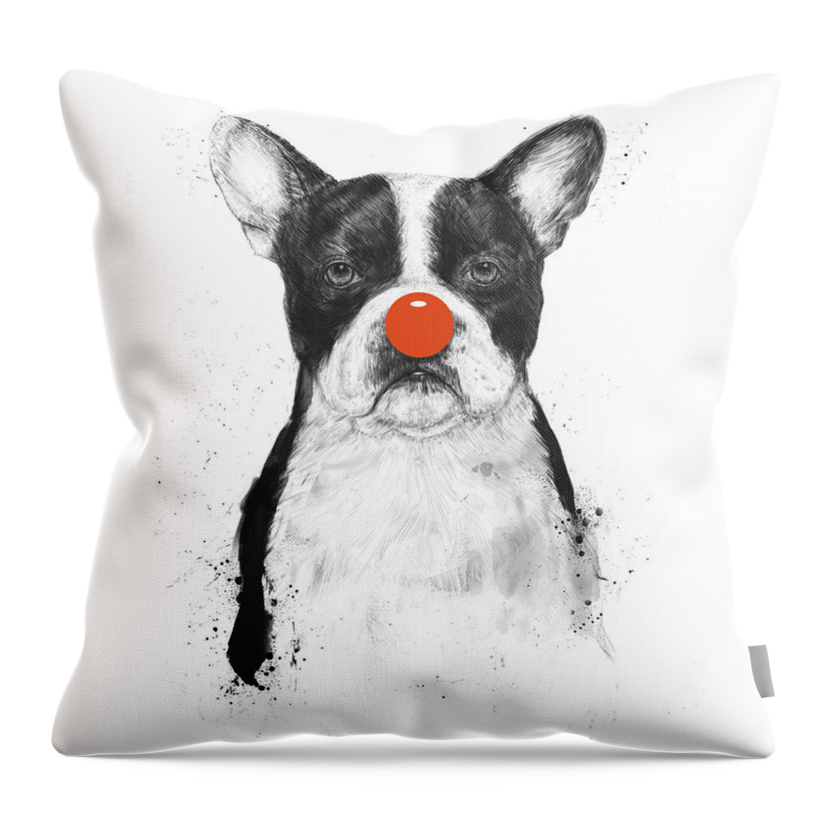 Dog Throw Pillow featuring the mixed media I'm not your clown by Balazs Solti