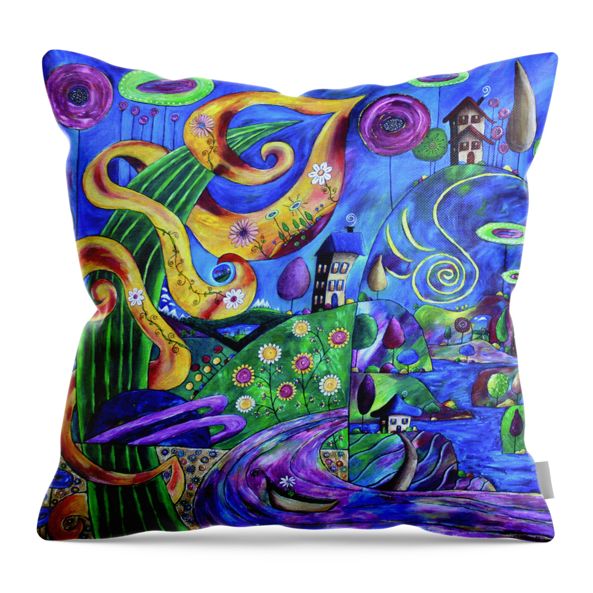 Whimsical Throw Pillow featuring the painting Imaginaria by Winona's Sunshyne