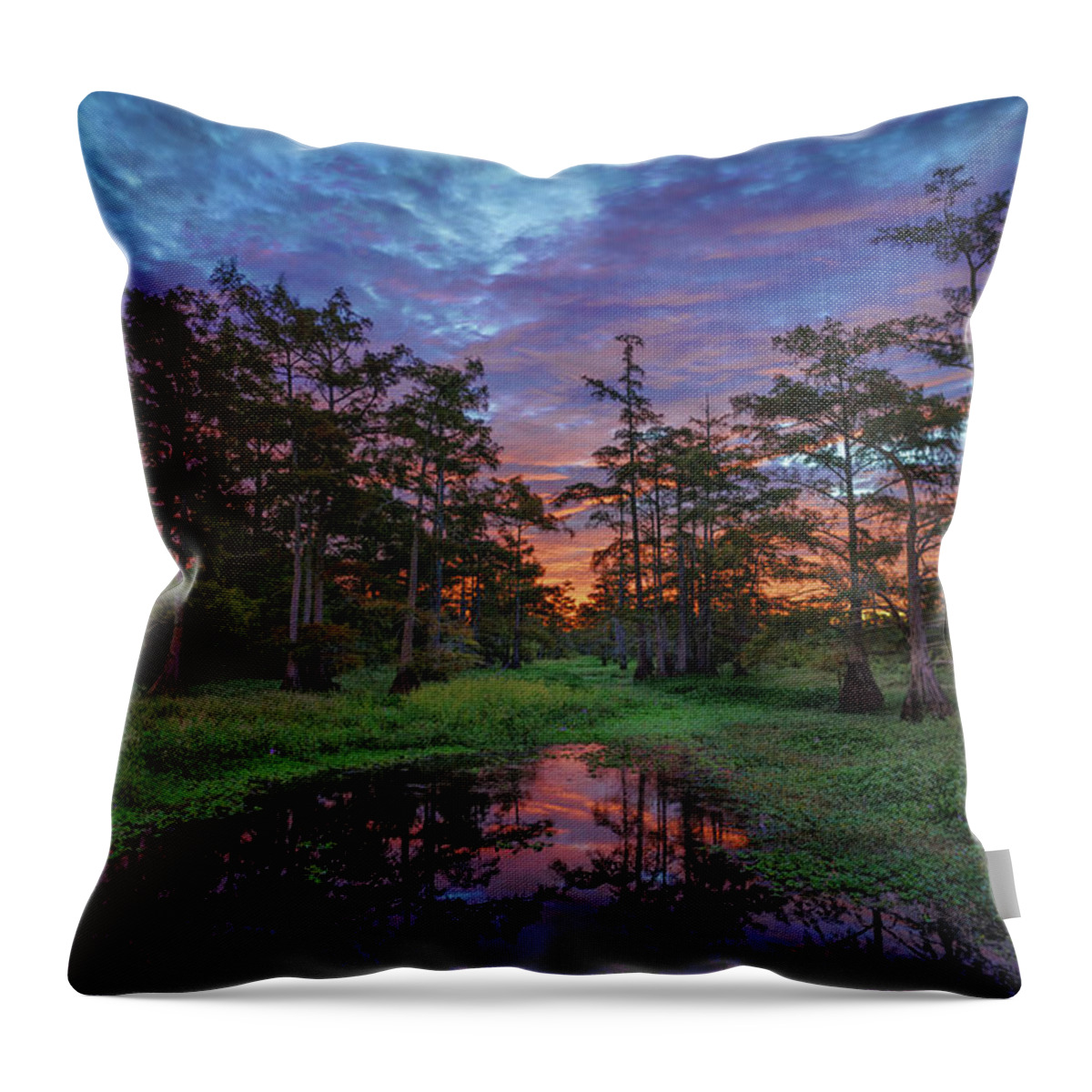 Sunrise Throw Pillow featuring the photograph Imbeau Bayou Sunrise by David Dedman