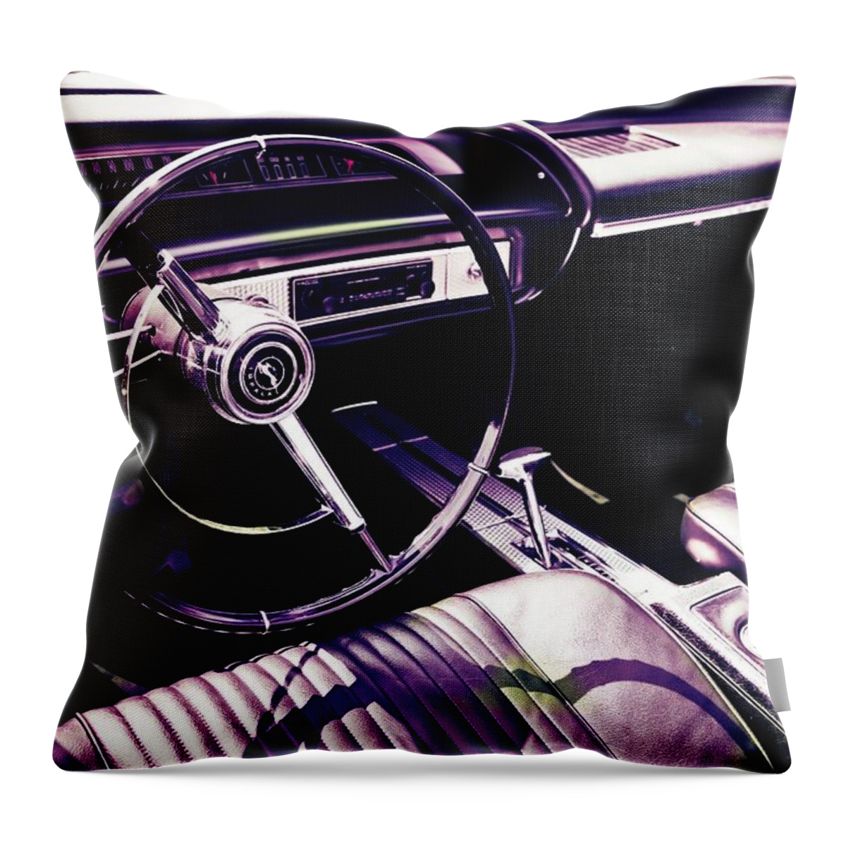 United States: Muscle: Car: Vintag: Impala: Convertible: Throw Pillow featuring the photograph Impala Convertible by Digital Art Cafe