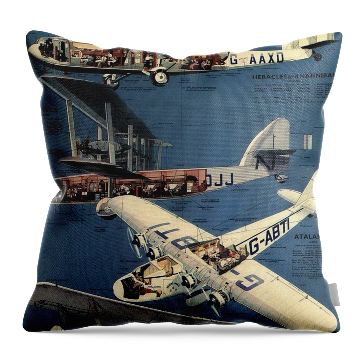 Imperial Airways Throw Pillow featuring the photograph Imperial Airways - The Greatest Air Service in the World - Retro travel Poster - Vintage Poster by Studio Grafiikka