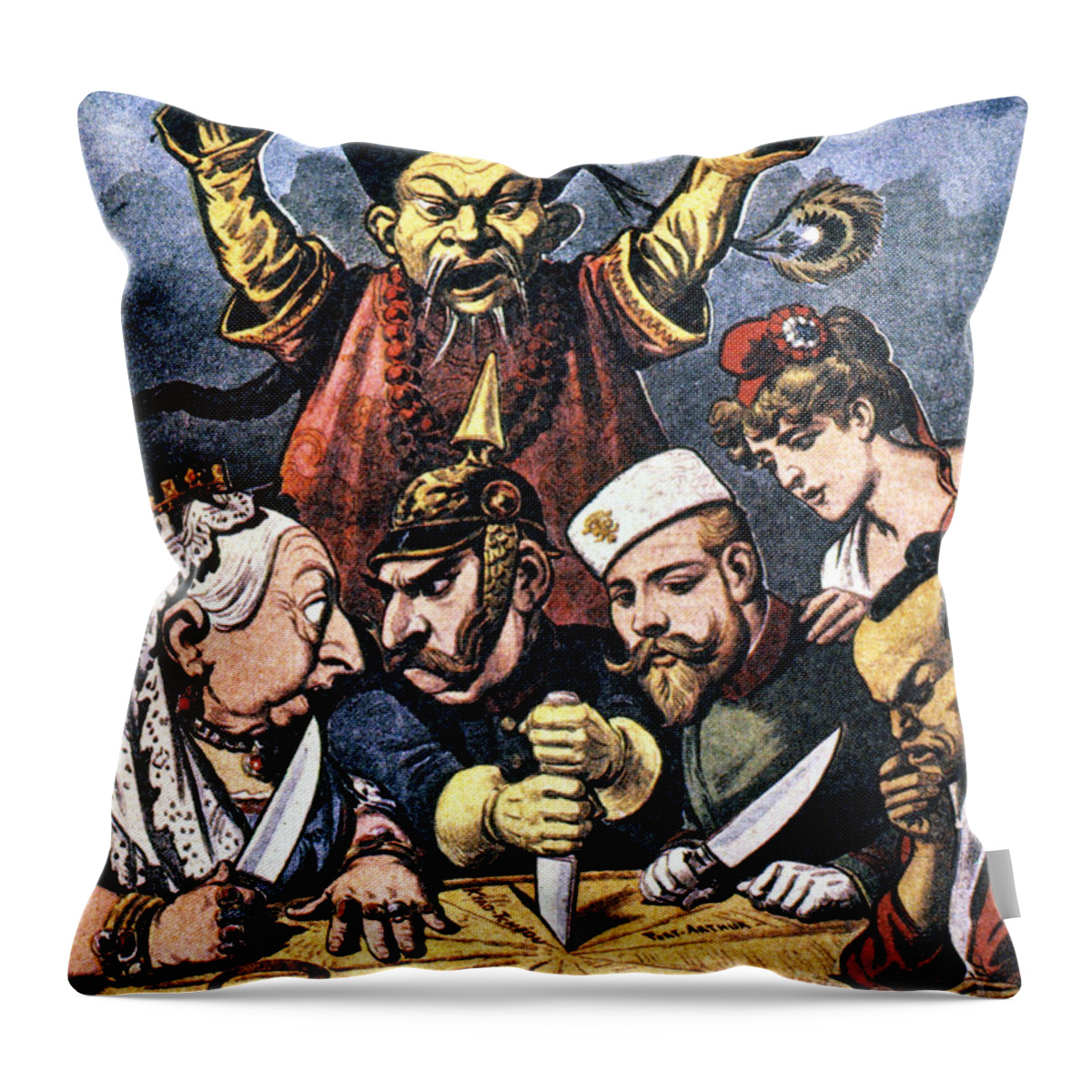 1898 Throw Pillow featuring the drawing Imperialism Cartoon by Granger