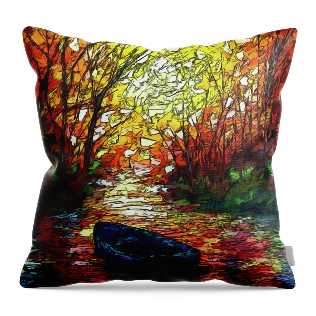 Olena Art Throw Pillow featuring the painting Impression Sunset Print from OLena Art Original Oil Painting #Pixels  by OLena Art by Lena Owens - Vibrant DESIGN