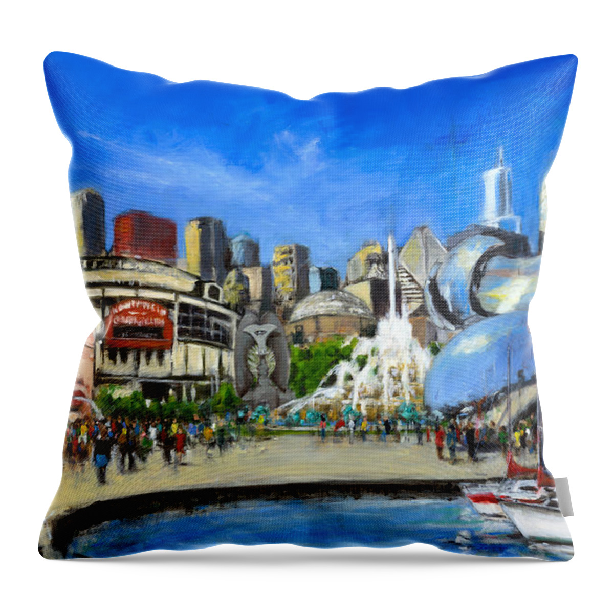 Robert Throw Pillow featuring the painting Impressions of Chicago by Robert Reeves