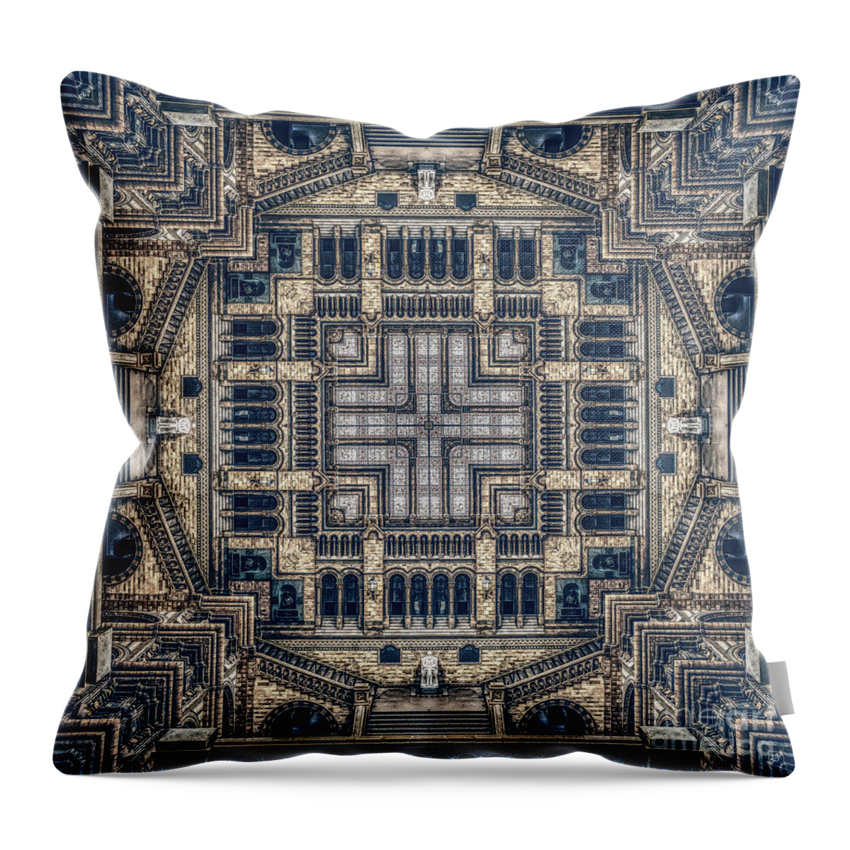 Architecture Throw Pillow featuring the digital art Improbable Architectural Structure by Phil Perkins