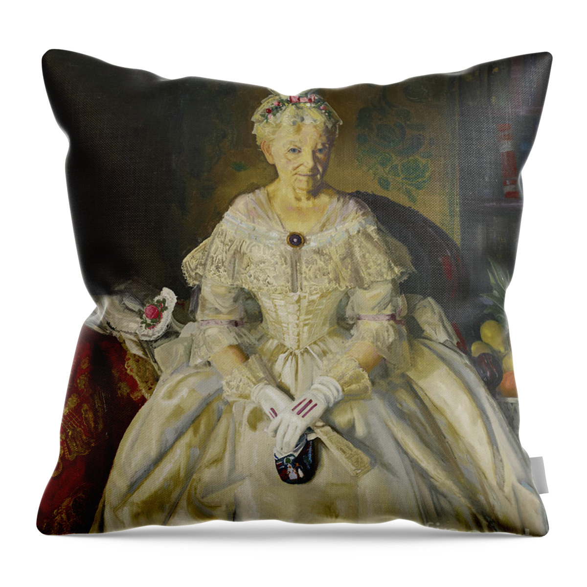 George Wesley Bellows (1882 1925) Throw Pillow featuring the painting In Cream Silk by MotionAge Designs