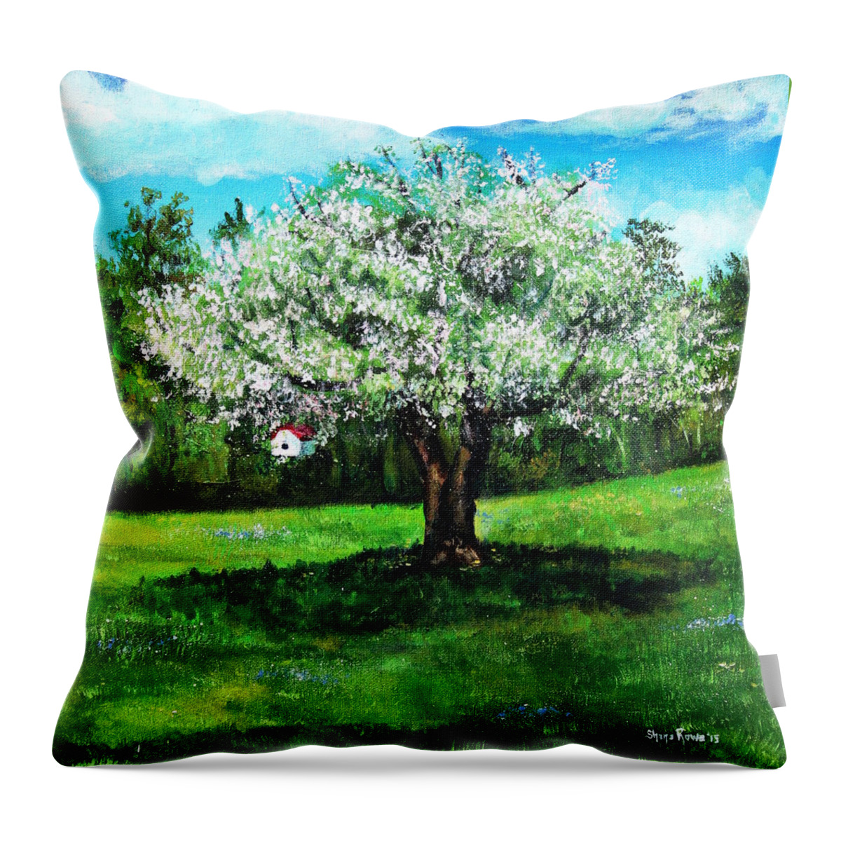 Apple Blossom Throw Pillow featuring the painting In Full Bloom by Shana Rowe Jackson