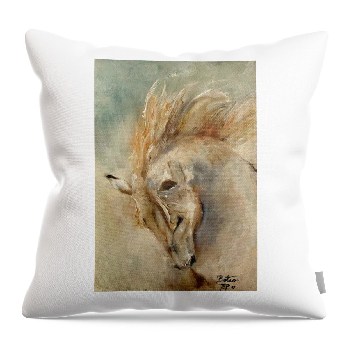 Give Thanks Throw Pillow featuring the painting In Humble Praise - Oil Painting by Barbie Batson