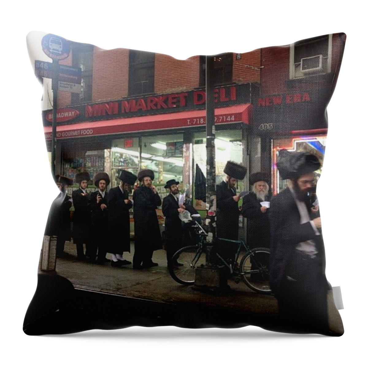 Beard Throw Pillow featuring the photograph In Line For Matzah Bread In Brooklyn by Stefka Ilieva