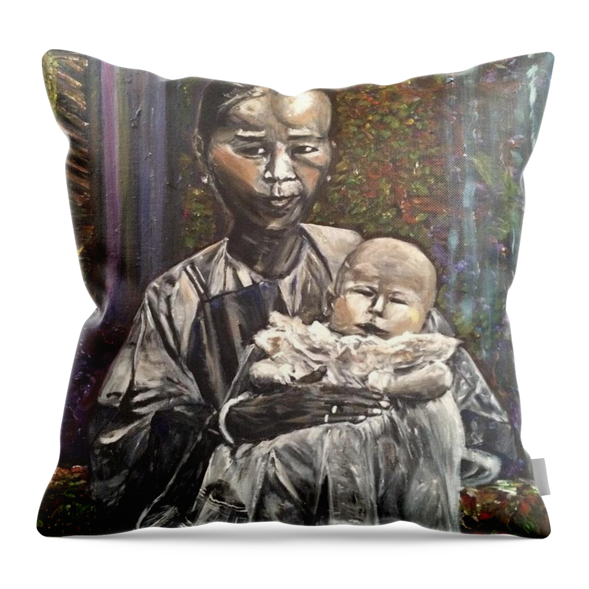 Woman Throw Pillow featuring the painting In My Life by Belinda Low