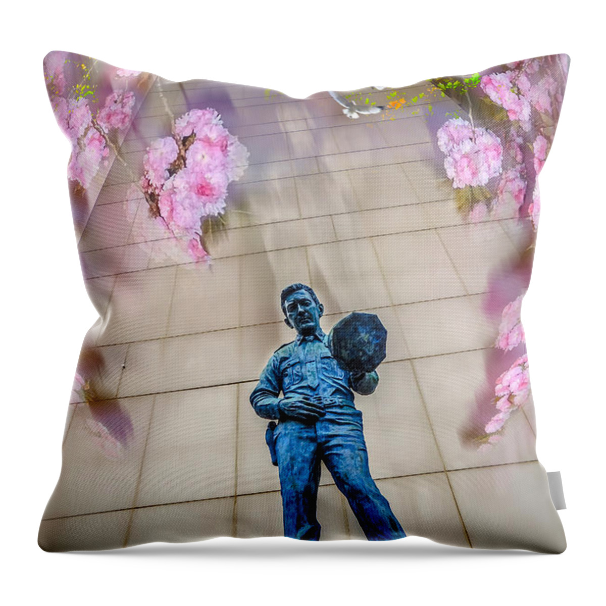 New York City Throw Pillow featuring the photograph In the arms of honor by Glenn Feron