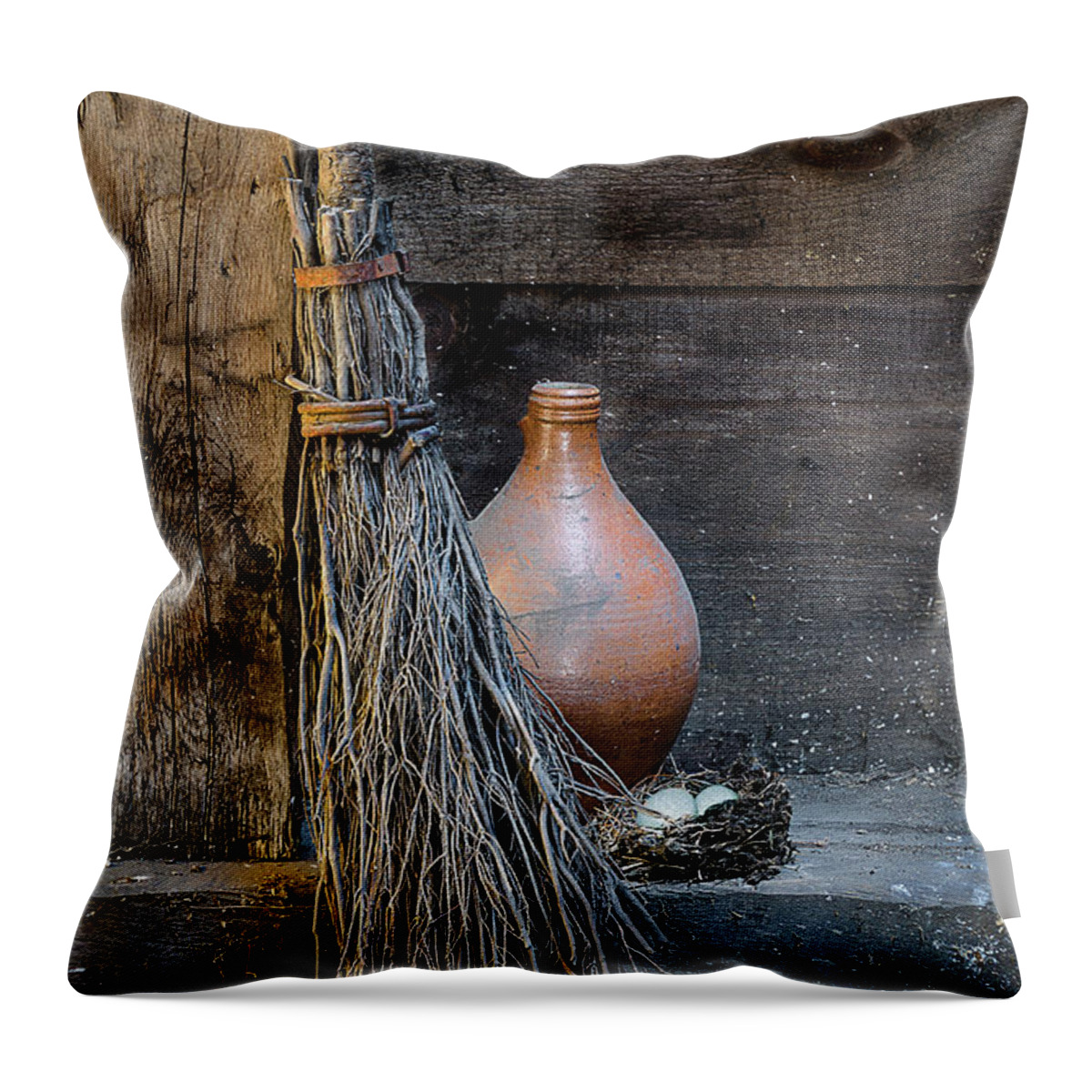 Barn Throw Pillow featuring the photograph In the barn by Pat Lucas