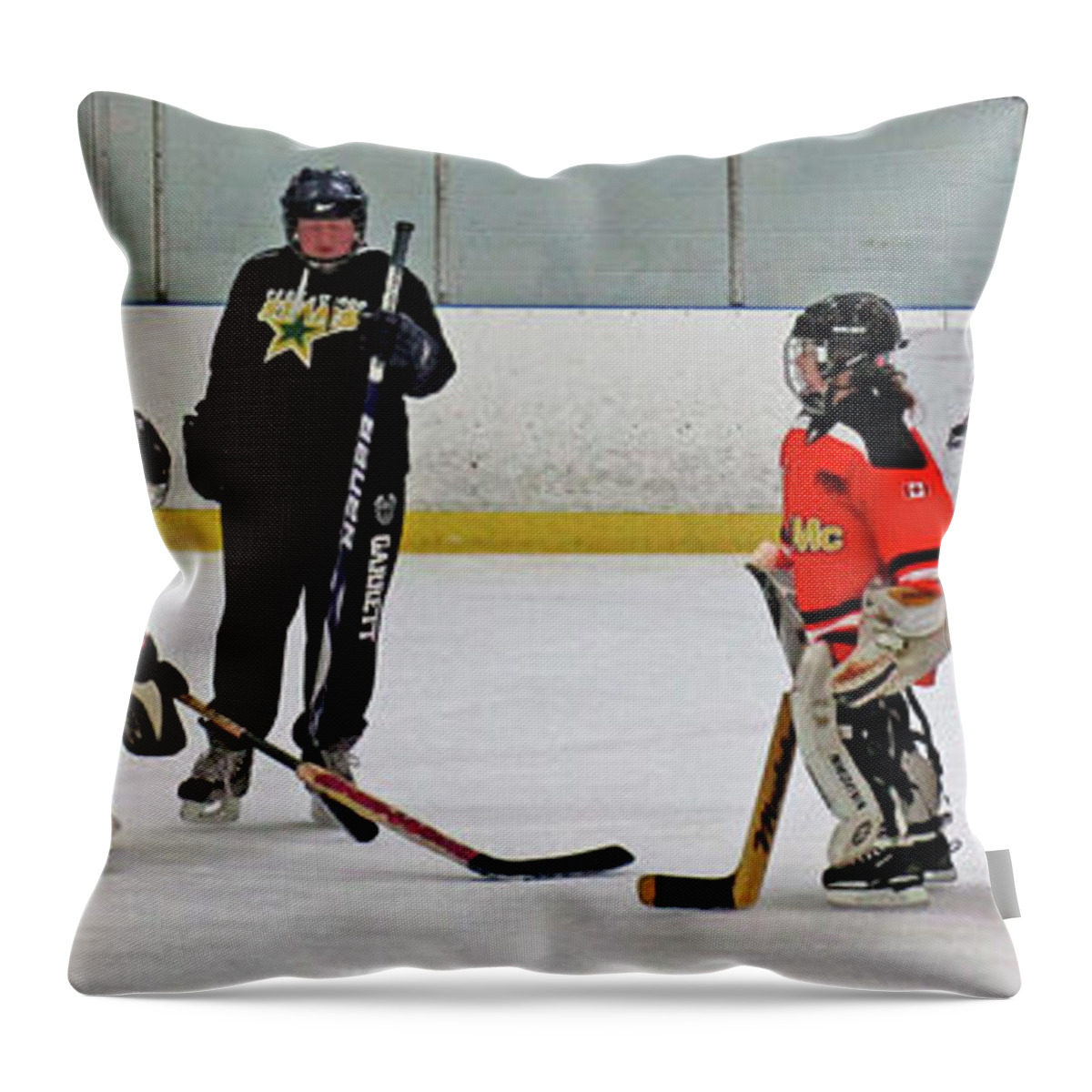 Hockey Throw Pillow featuring the photograph In The Beginning by Ian MacDonald