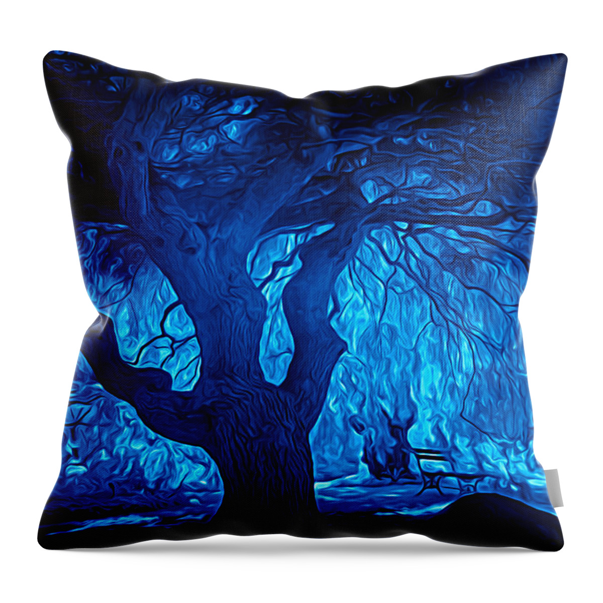 Blue Throw Pillow featuring the digital art In the Blues by Lilia S