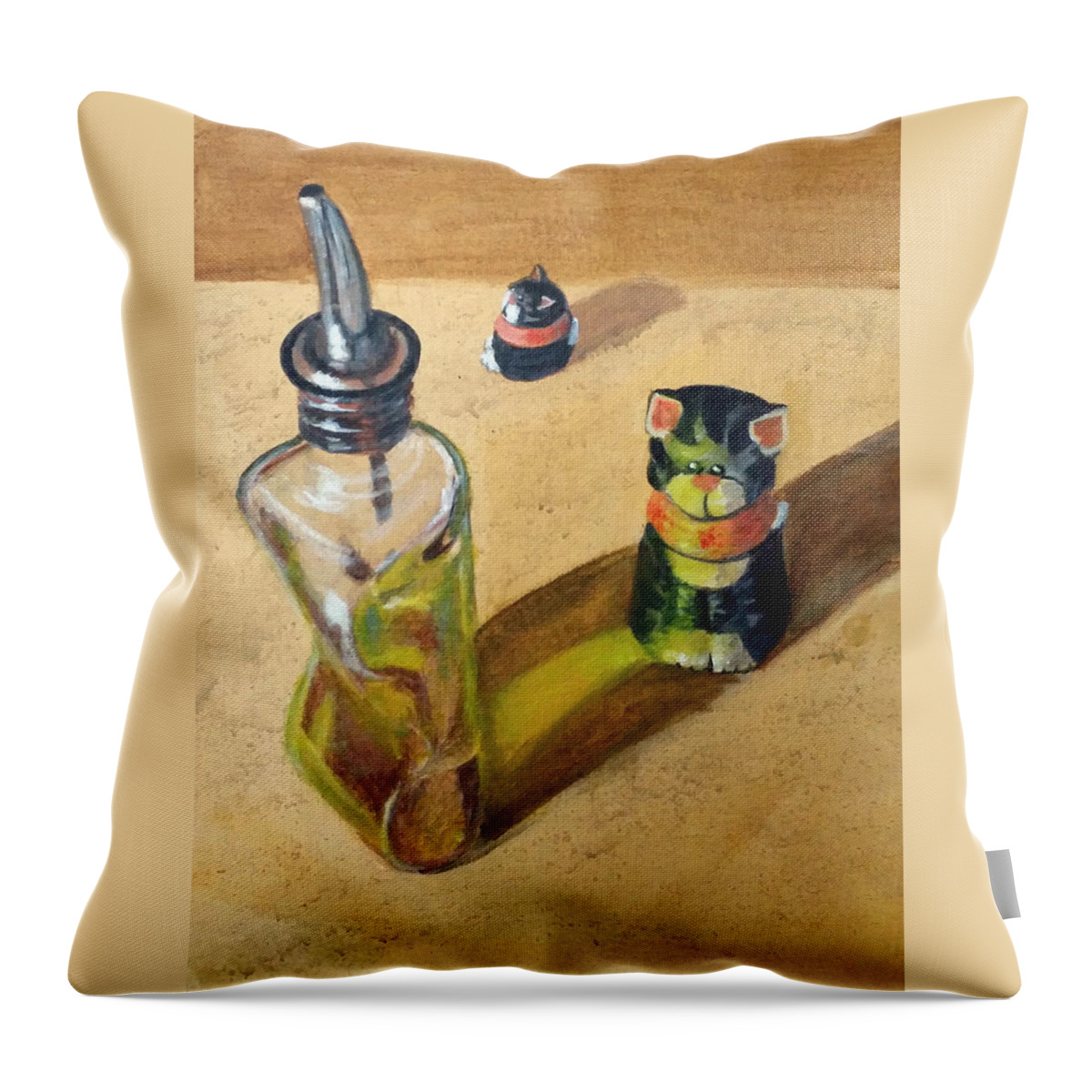 Olive Oil Throw Pillow featuring the painting In The Glow by Barbara J Blaisdell
